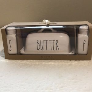 Rae Dunn Butter Dish with Salt and Pepper